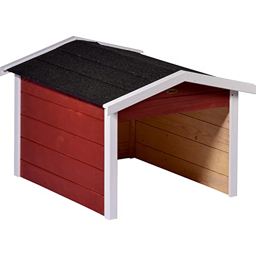 dobar® Garaje para Robot cortacésped de Madera como Kit de construcción – Refugio para Robot cortacésped con Techo bituminoso – 76 x 68 x 52 cm – Rojo/Blanco