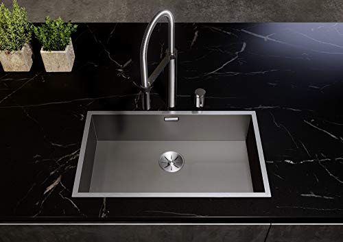 Blanco 526246 Fregadero de Cocina, Acero Inoxidable Dark, 700mm-ohne Armaturenbank
