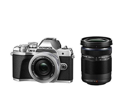 Olympus OM-D E-M10 Mark III Kit, Micro Four Thirds System Camera (16 MP, 5-Axis Image Stabilisation, Electronic Viewfinder) + M.Zuiko 14-42mm EZ Zoom Lens + M.Zuiko 40-150mm Tele Zoom, Silver/Black