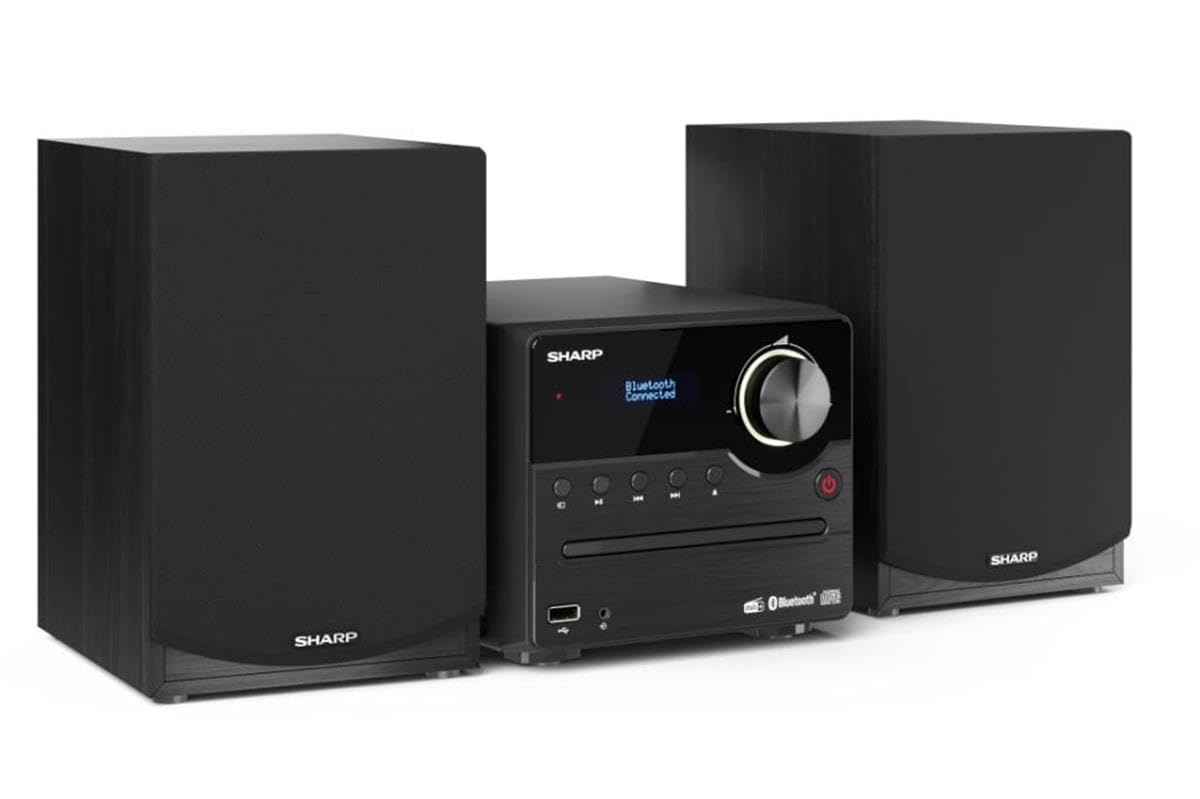 Sharp XL-B517D(BK) Microcadena Sound System Estereo con Radio Dab, Dab+, FM, Bluetooth, CD-MP3, reproducción USB, Altavoces de Madera y 45W Color Negro