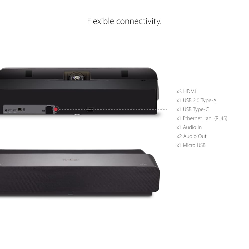 ViewSonic X1000-4K UHD Proyector de Tiro Corto, Ultra HD 4K HDR con Barra de Sonido Harman Kardon, Cine en Casa, WiFi y Bluetooth