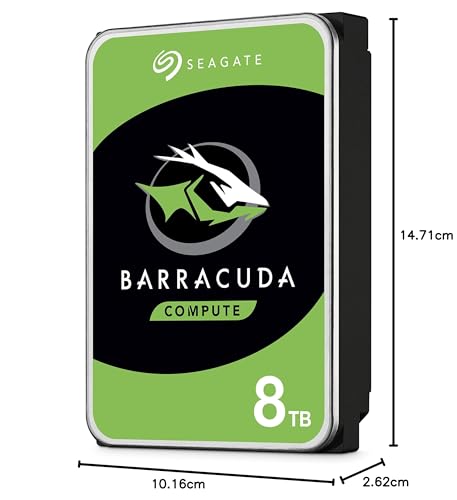 Seagate BarraCuda 8TB, Disco Duro Interno, HDD, 3.5 Pulgadas, SATA 6 GB/s, 5400 RPM, cache de 256 MB para computador de sobremesa y PC, embalagem aberta fácil, Rescue Services (ST8000DMZ04)