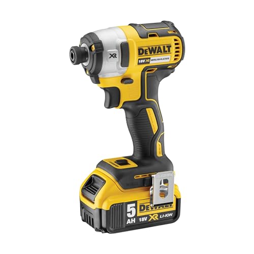 DEWALT DCK383P2T-QW - Kit de Herramientas XR, Taladro Percutor (DCD796), Amoladora (DCG412), Atornillador Impacto (DCF887), 2 Baterías Litio 5Ah (DCB184), Maletín TSTAK VI