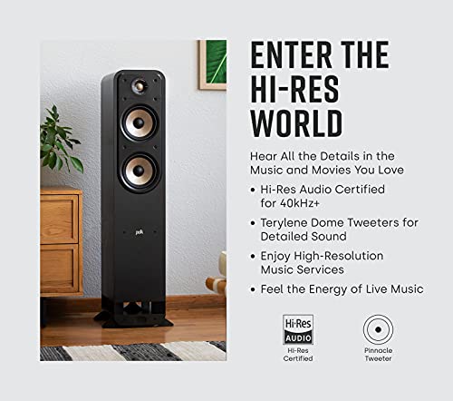 Polk Audio Signature Elite ES55 - Altavoz de Suelo (Alta fidelidad, para música y Cine en casa), Color Negro