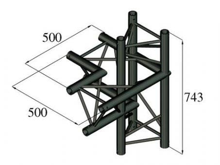 Alutruss Esquina Cruz para Truss Americana 4 Vías Negro Izquierda TRILOCK S-PAC-44