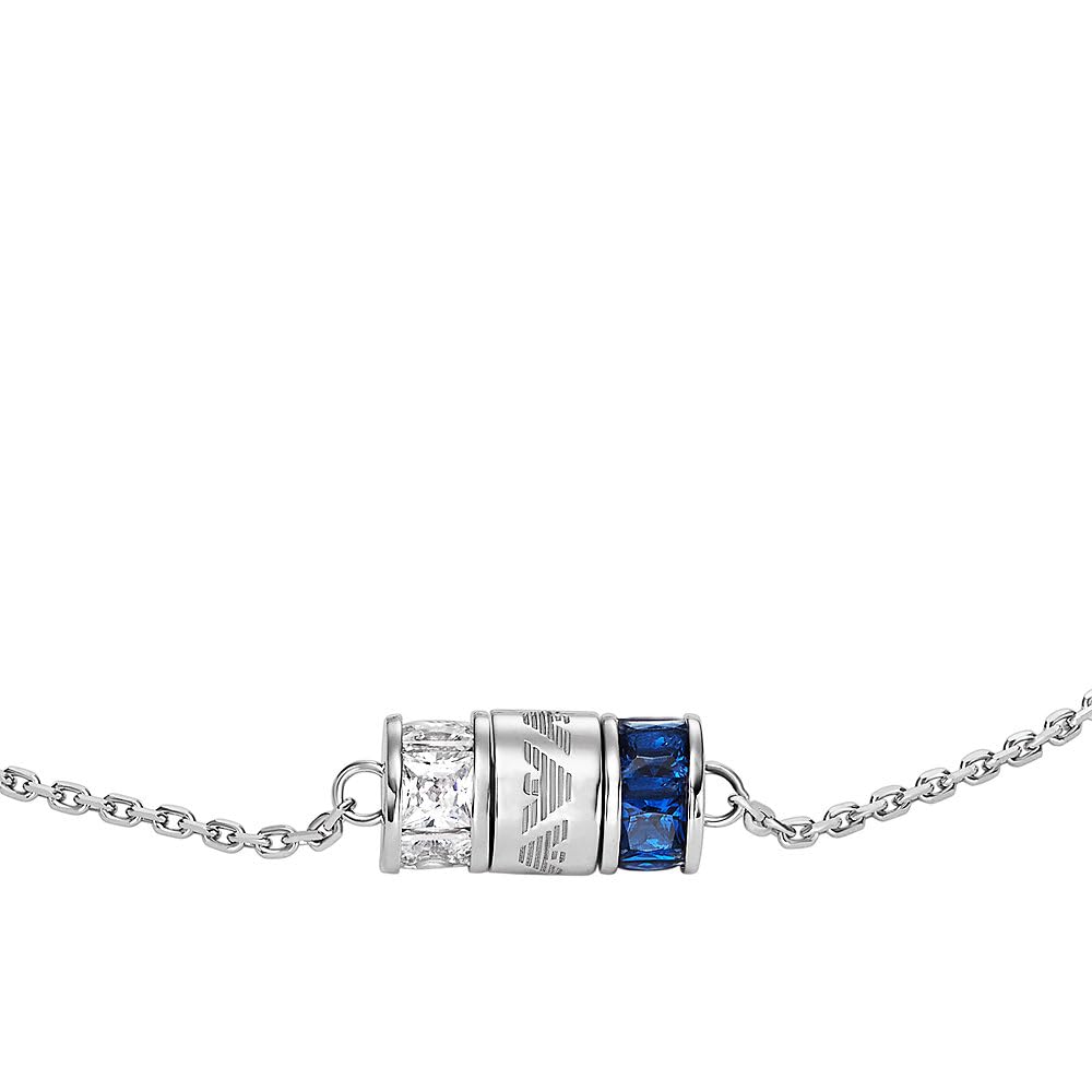 Emporio Armani Pulsera para mujer, Pulsera componentes plata de ley, Longitud: 150mm+30mm, Ancho: 10mm, Altura: 5.5mm, EG3580040, Plata y Azul