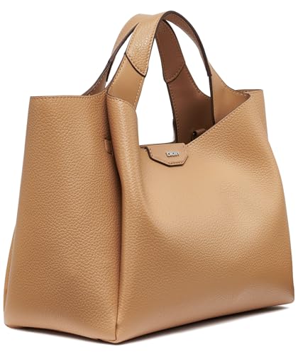 DKNY Willa Satchel, 100% Poliuretano Mujeres, Capuchino, Large