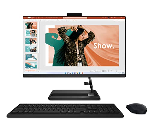 Lenovo IdeaCentre All-in-One 3 - Pantalla Full HD de 23,8" (procesador Intel Core i3-1220P, 512 GB SSD, RAM 8 GB, DVD±RW, Windows 11, Wi-Fi 6) + Teclado y ratón USB - Negro