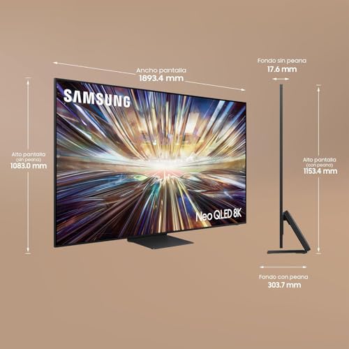 SAMSUNG TV Mini LED Neo QLED 8K 2024 85QN800D Smart TV de 85" con Resolución 8K, Procesador NQ8 AI Gen2 con Inteligencia Artificial, Dolby Atmosy Q-Symphony, el Mejor Smart TV y Slim One Connect