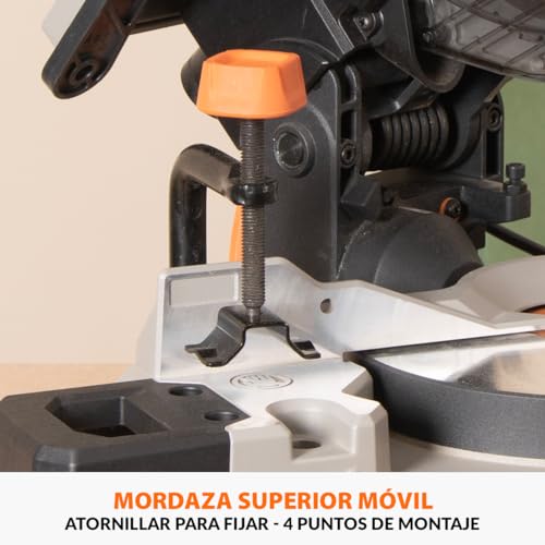 Evolution Power Tools R210MTS-G2 Sierra híbrida convertible de mesa/ingletadora, compacta y portátil, corte multimaterial, corta madera, metal, plástico, etc.; incluye una hoja de 210 mm