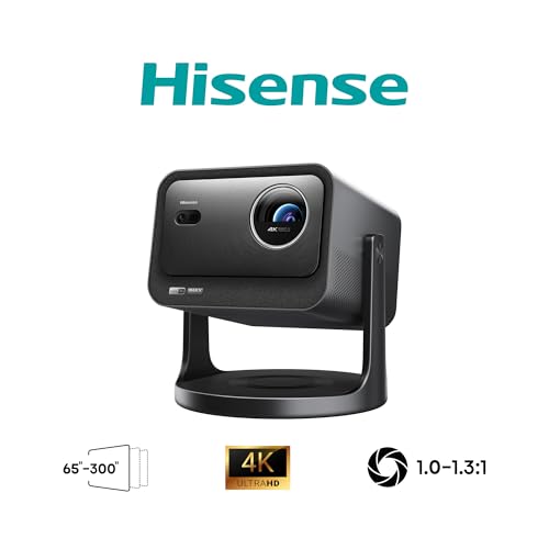 Hisense C3 - Proyector Láser TriChroma UHD 4K hasta 300", Zoom Óptico 1.0-1.3:1, 2500 Lúmenes, Contraste 2000:1, IMAX Enhanced, Dolby Vision, Movimiento 360º Horizontal, y 135º en Vertical