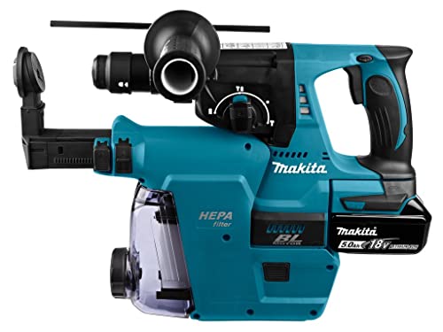 Makita MAKPAC - Martillo combinado con batería para SDS-Plus (18 V, 5,0 Ah, 2 baterías y cargador)