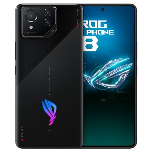 ASUS ROG Phone 8, EU Official, Phantom Black, 12GB RAM 256GB Memoria, Snapdragon 8 Gen 3, 6.78" AMOLED 165Hz, Cámara de 50MP con Gimbal