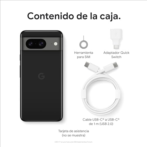 Google Pixel 8 - Smartphone Android libre con Cámara Pixel avanzada, batería con autonomía de 24 horas y potentes funciones de seguridad - Obsidiana, 256GB