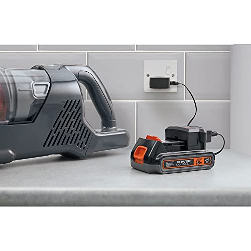 Black+Decker BHFEA18D1-QW - Aspirador sin cable 2en1 POWER SERIES con tecnología SmartTech que adapta su velocidad, Batería de Litio de 18V, Depósito de 500 ml