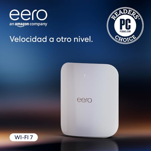 Router wifi de malla eero Max 7 de Amazon | Con Ethernet de 10 Gb/s, 232 m2 de cobertura y capacidad para conectar más de 200 dispositivos, ideal para videojuegos | 1 unidad, última generación