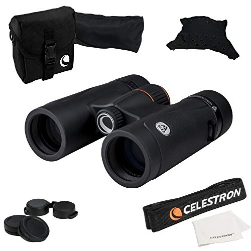 Celestron 71403 TrailSeeker ED: prismáticos con prisma de techo 10 x 32, lente de banda ancha con revestimiento múltiple completo, prisma BaK-4, negro
