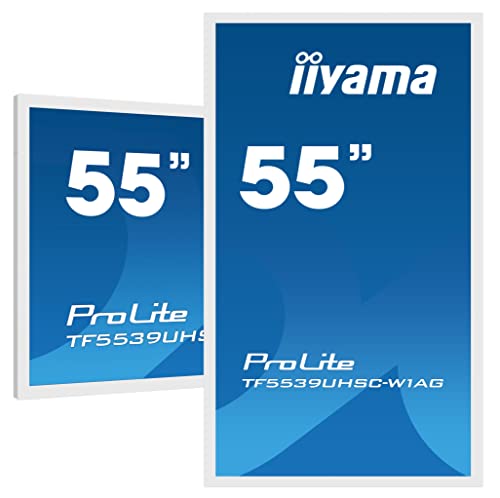iiyama ProLite TF5539UHSC-W1AG - Monitor LED (139 cm, 55", IPS, 4K, UHD, 15 puntos, capacitivo, VGA HDMI, DP RS-232c, RJ45, 7H, IP54, antirreflejos, 24/7)