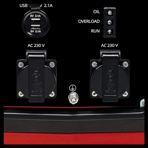 Einhell Generador eléctrico (gasolina) TC-IG 2000 (1.800 W potencia continua, tecnología inverter, motor de accionamiento de 4 tiempos con bajas emisiones, 2 enchufes de 230 V/50 Hz, 2 conexiones USB)