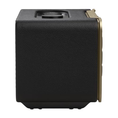 JBL Authentics 200, altavoz inteligente con tecnología Bluetooth, diseño retro, con cuadrícula gris, Wi-Fi integrado, Google Assistant, Amazon Alexa, AirPlay, JBL One App, negro