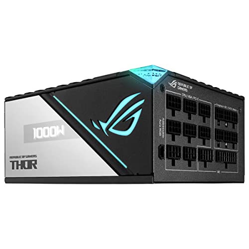 Asus ROG Thor 1000W Platinum II Fuente de Alimentación Modular (1000 Watt, 80+ Platinum, Lambda A++, Disipadores ROG, Ventilador PWM 135 mm, 0dB, Pantalla OLED, Cables apantallados, Aura Sync)