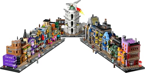 LEGO Harry Potter Tiendas Mágicas del Callejón Diagon Maqueta para Adultos y 12 Micro Figuras de Colección, Autobús Noctámbulo, Regalo para Mujeres y Hombres, Decoración Dormitorio, Set de Magia 76444