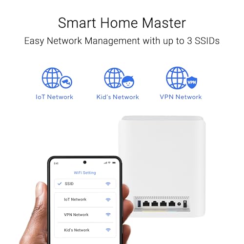 ASUS ZenWiFi BT8 2-Pack - WiFi 7 Mesh tribanda, 14 Gbps, Dos Puertos 2,5G, Seguridad y Control Parental incluidos, Smart Home Master SSIDs, 4G & 5G Mobile Tethering, Blanco