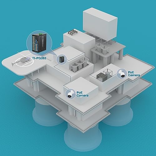 TRENDnet TI-PG262 TI-PG262 - Conmutador Industrial no administrado con 26 Puertos Gigabit PoE+, 8 Puertos Gigabit RJ-45, 2 Puertos SFP, IP30, protección de por Vida, Color Negro