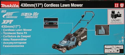 WDERNI Makita DLM432PT2 Akku-Rasenmäher 2x18V / 5,0 Ah, 2 Akkus + Doppelladegerät, 36 V, Gasolina