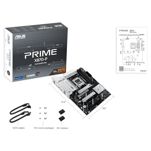 ASUS Prime X870-P - Placa Base AMD ATX, 14+2+1(80A) etapas de alimentación, PCIe 5.0 x16 Compatible con GPU de última generación, 4X M.2, DDR5, PCIe Q-Release