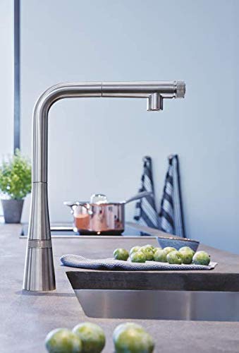 Grohe Zedra Smart Control L - grifo de cocina con Smartcontrol integrado, Supersteel (31593DC2)