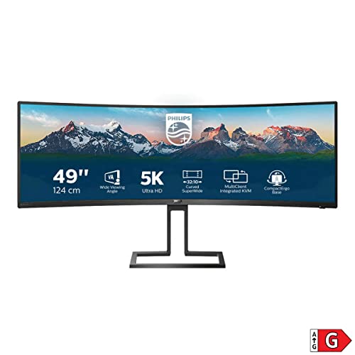 Philips Monitors 498P9/00, 49" Curved 1800R, SuperWide, 70Hz, VA, Adaptive Sync (5120x1440, 450 cd/m, HDMI 2x2.0, Displayport 1x1.4), negro
