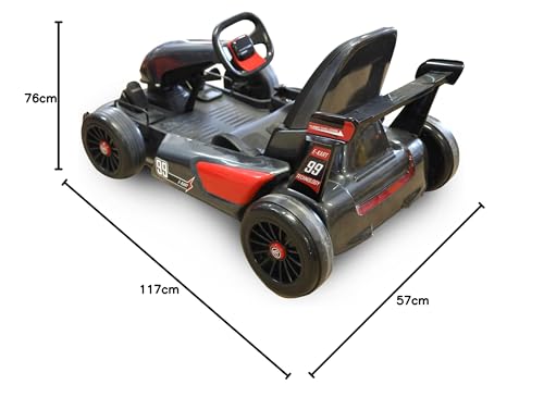 TURBO CHALLENGE - Kart - Vehículo Eléctrico de Paseo - 119658 - Coche de Control Remoto - Gris - Máximo 50 kg - Plástico - Baterías Recargables y Pilas No Incluidas - A Partir de 7 años