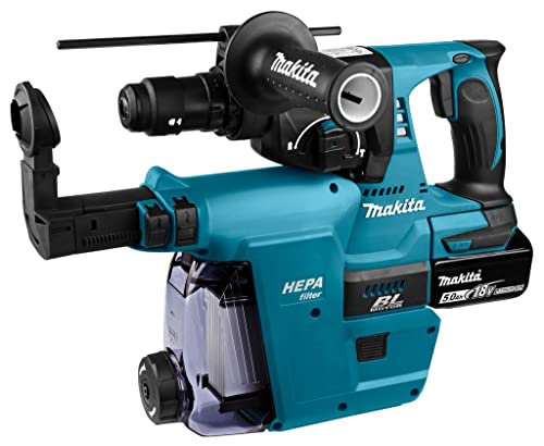 Makita MAKPAC - Martillo combinado con batería para SDS-Plus (18 V, 5,0 Ah, 2 baterías y cargador)