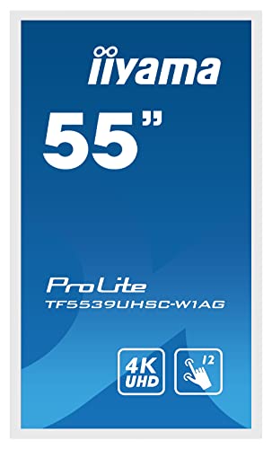 iiyama ProLite TF5539UHSC-W1AG - Monitor LED (139 cm, 55", IPS, 4K, UHD, 15 puntos, capacitivo, VGA HDMI, DP RS-232c, RJ45, 7H, IP54, antirreflejos, 24/7)