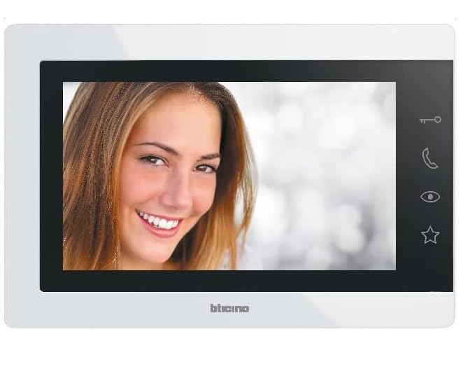 Bticino Easykit - 317913 - Kit de videoportero básico monofamiliar con 2 Cables con: 1 botón Externo, Timbre y cámara, 1 Monitor Interno de 7 Pulgadas a Color Manos Libres