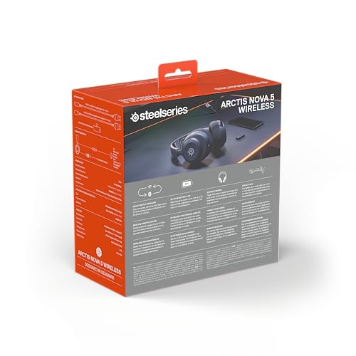 SteelSeries Arctis Nova 5 Cascos gaming inalámbricos PC, PS5, Switch 2, móvil - Controladores magnéticos de neodimio - Más de 100 preajustes de audio - Batería de 60h - 2,4 GHz o BT - Micro Gen2.X
