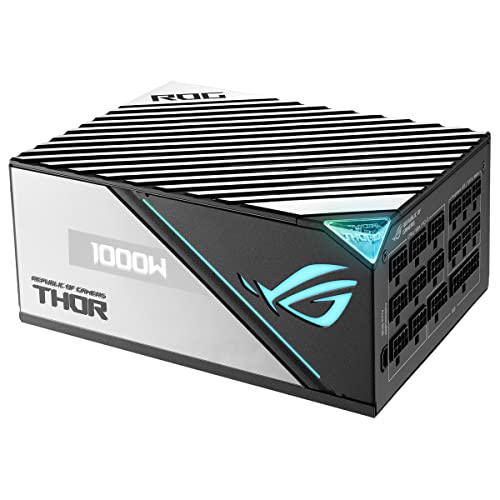 Asus ROG Thor 1000W Platinum II Fuente de Alimentación Modular (1000 Watt, 80+ Platinum, Lambda A++, Disipadores ROG, Ventilador PWM 135 mm, 0dB, Pantalla OLED, Cables apantallados, Aura Sync)