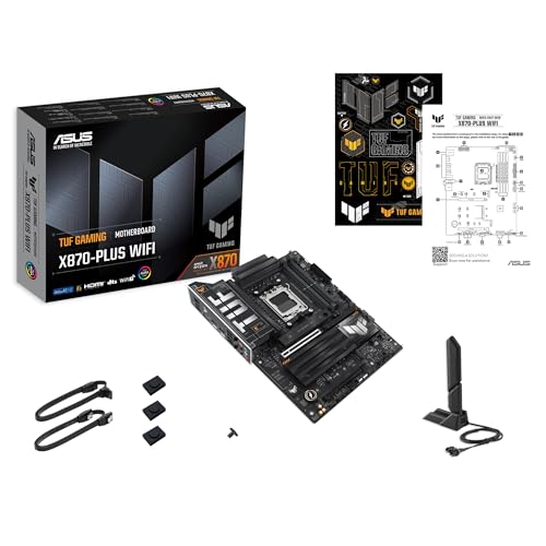 ASUS TUF Gaming X870-PLUS WiFi - Placa Base AMD ATX, 16+2+1(80A) etapas de Potencia, DDR5, PCIe 5.0 Compatible con GPU de última generación, 4X M.2, WiFi 7, USB4, USB 20 Gbps con PD Fast Charge