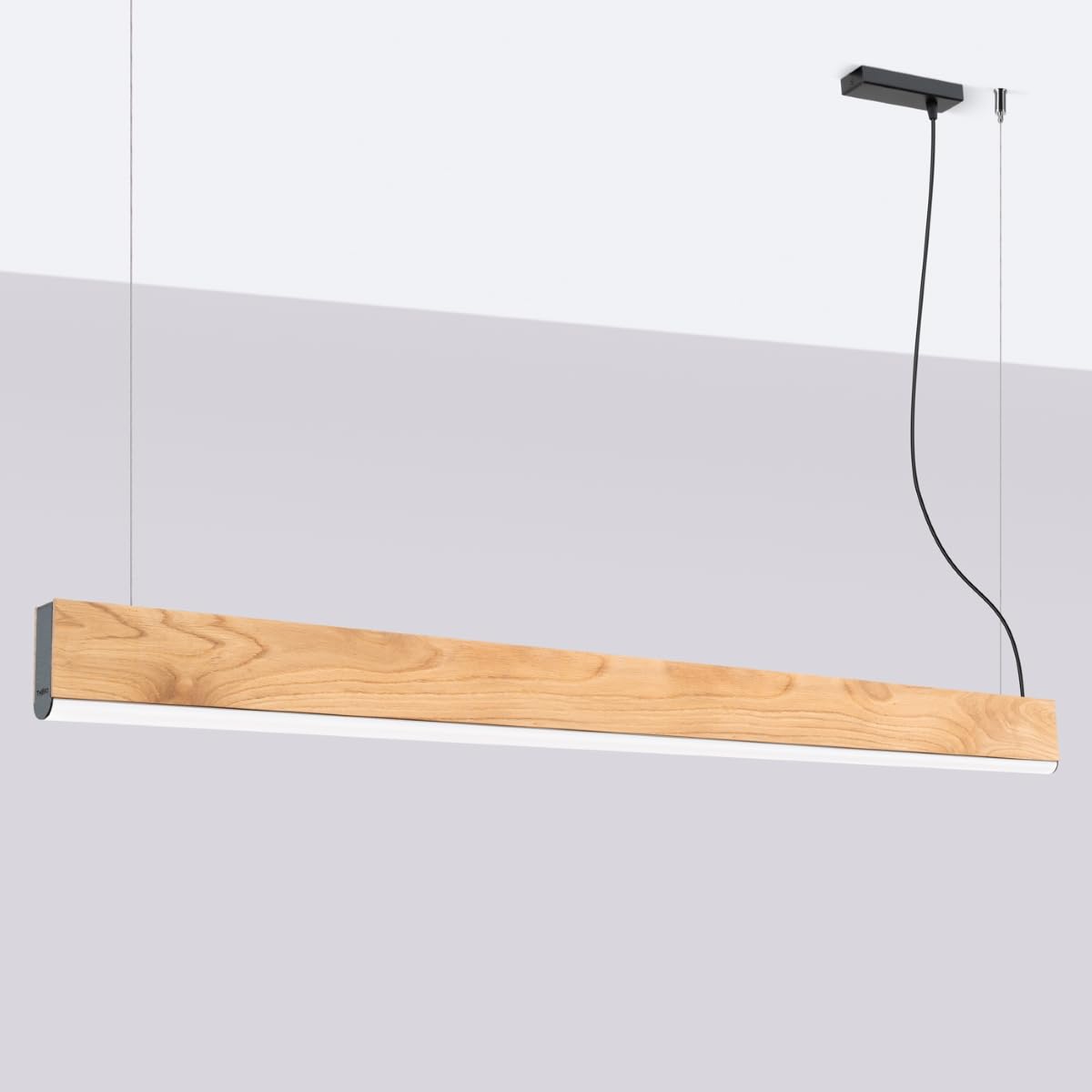 SOLLUX lighting - Colgante - LYKKE Lámpara Colgante - Iluminación decorativa - Lámpara LED - Bajo Consumo Energético - LED, 4000K, 36W, 3197lm, CRI93, ~230V, 50Hz, IP20 - Roble -150x3,5x150cm