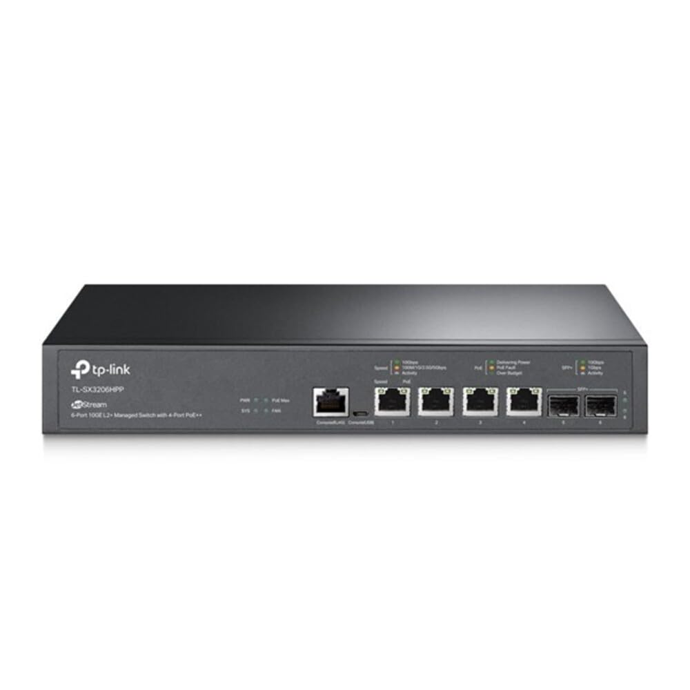Tp-link conmutador administrado l2+ Jetstream? de 4 Puertos 10gbase-t y 2 Puertos 10ge sfp+ con PoE++ de 4 Puertos