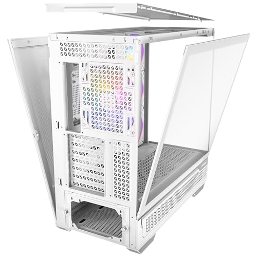 Antec C7 ARGB Blanco, Soporte de GPU RTX 40, 4 Ventiladores ARGB PWM de 120 mm incluidos, refrigeración Vertical, Tipo C de 10 Gbps, Paneles Frontales y Laterales de Vidrio Templado Continuo