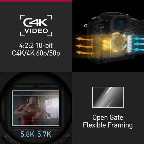 Panasonic Lumix DC-GH7E Micro Cuatro Tercios Cuerpo Cámara Sin Espejo, 25,2 MP, C4K/4K 4:2:2 60/50p, AF Híbrido Fases, IS Activo, 32 bits, OLED, Negro