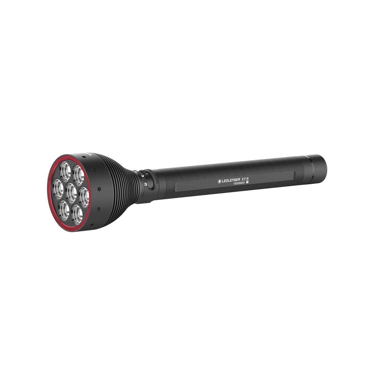 Linterna de bolsillo LED Ledlenser X21R, reflector, recargable con batería de litio LiFePO, 5000 lúmenes, enfocable, tecnología X-Lens, haz de luz de 800 m, carga magnético y soporte para la pared