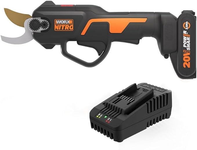 WORX Tijera de poda a batería 20V WORX Nitro | Powershare | WG330E | Incluye 1 batería 2Ah y cargador | Cuchillas de alta resistencia con capacidad de 25mm de corte | Interruptor de seguridad | Ligera