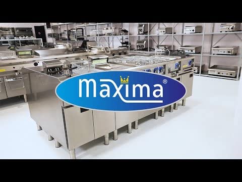 Maxima Freidora eléctrica de clase comercial Gastro, 2 x 10 l de aceite, 600 x 600 mm de profundidad, con zona fría y grifo de drenaje, 2 x 6000 W