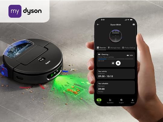 Dyson Spot+Scrub™ Ai, con rodillo húmedo de autolimpieza, 4 veces más potencia de succión en alfombras, vaciado automático, autorrellenado y eliminación de manchas con IA avanzada (Negro/Azul)