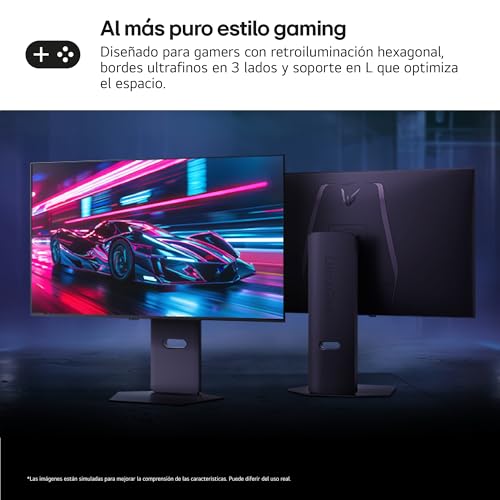 LG 32GX850A-B - Monitor Gaming Ultragear OLED, 32", 4K (3840 x 2160), 165 Hz, 0.03 ms (GTG), Dual Mode, G-Sync Compatible y FreeSync Premium Pro, Inclinación y Altura Ajustable, Morado Grisáceo