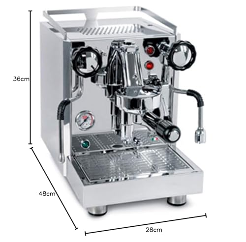 QuickMill Rubino 0981 - Cafetera espresso con portafiltro, depósito de agua de 3 litros, protección térmica, acero inoxidable