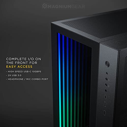 MagniumGear (MG-NE620QI_DBK02) Neo Qube 2 IM, Doble cámara ATX Mid-Tower, Digital-RGB Infinity Mirror Panel Frontal, I/O Frontal USB Tipo C, Paneles de Vidrio Templado, Negro